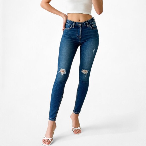 X Jeans Style Ripped Knee Distressed Mid Rise Skinny Denim Jeans Size XXS/XS - Picture 1 of 8